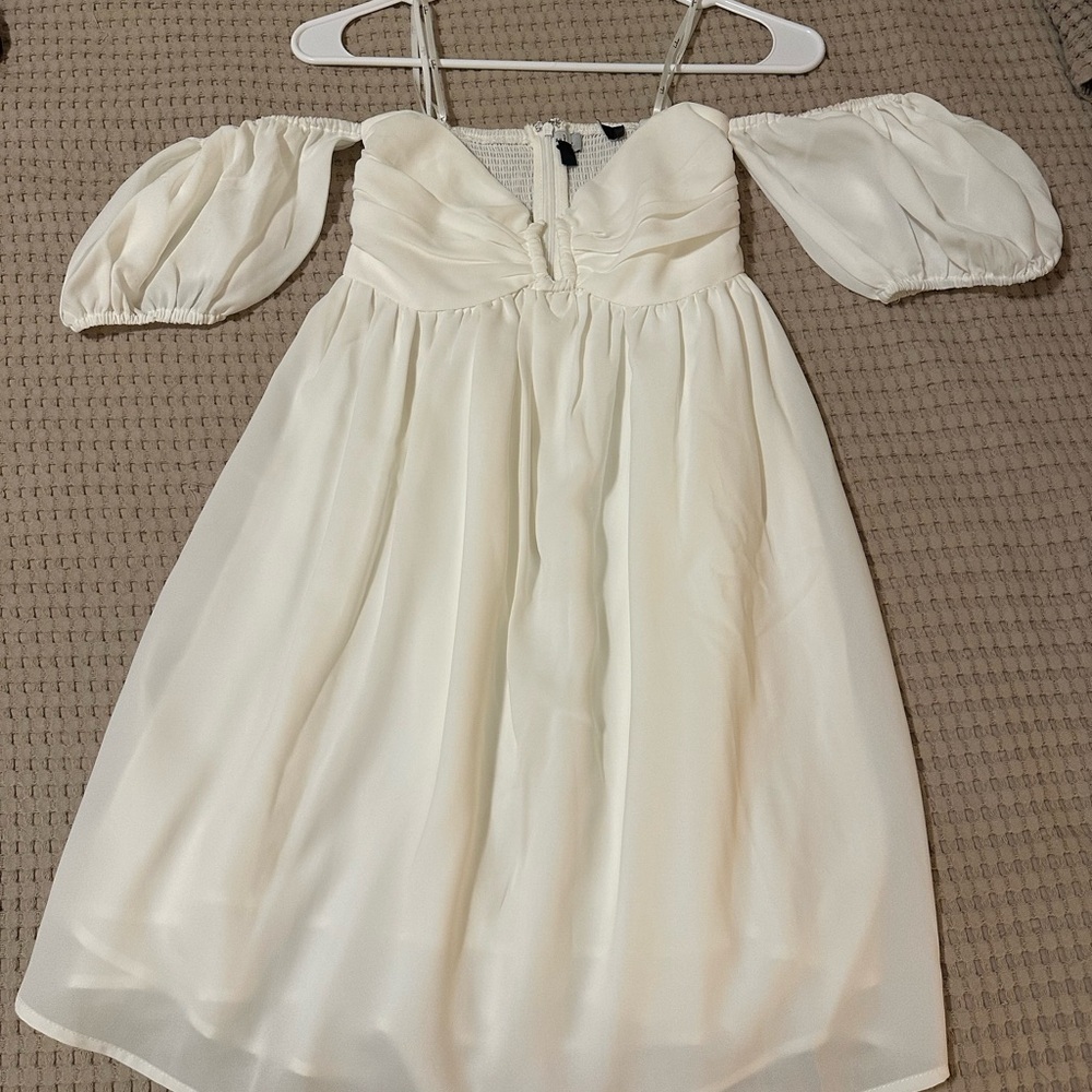 Lulu's White Off-Shoulder Mini Dress - Picture 3 of 5